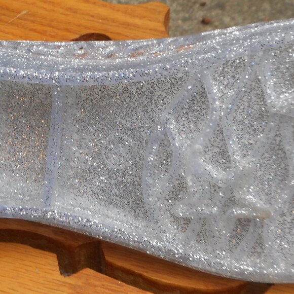 Women's Slip-On Crystal Silver Jelly Shoes Ladies Summer Beach Sandals-7 - Picture 3 of 5